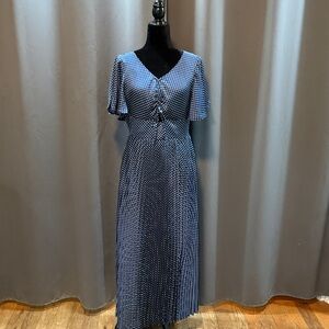 LUCCA Blue Polka Dot V-Neck Maxi Dress M 6-8